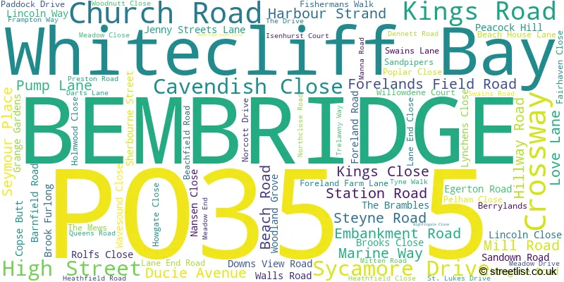 A word cloud for the PO35 5 postcode